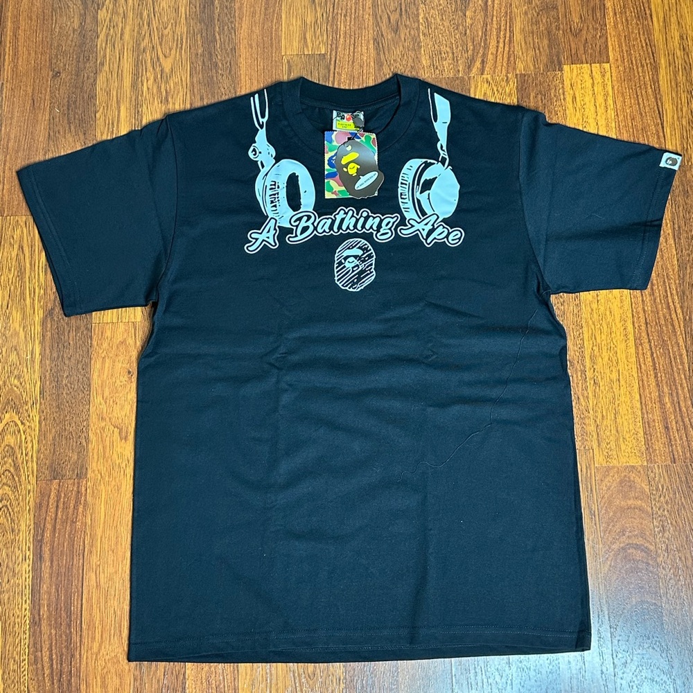 Bape Black Short Sleeve Tee with Graphic